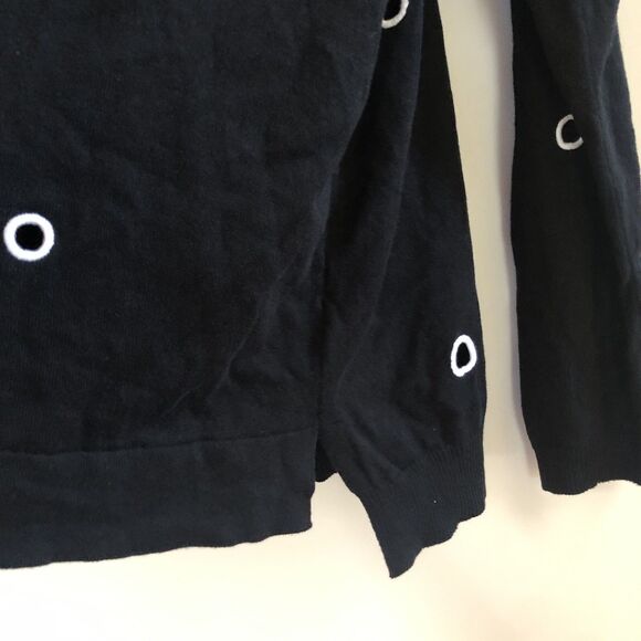 Planet By Lauren G Pima Cotton Sweater Black Hole Cut Out Boxy Pullover One Size - Picture 4 of 5